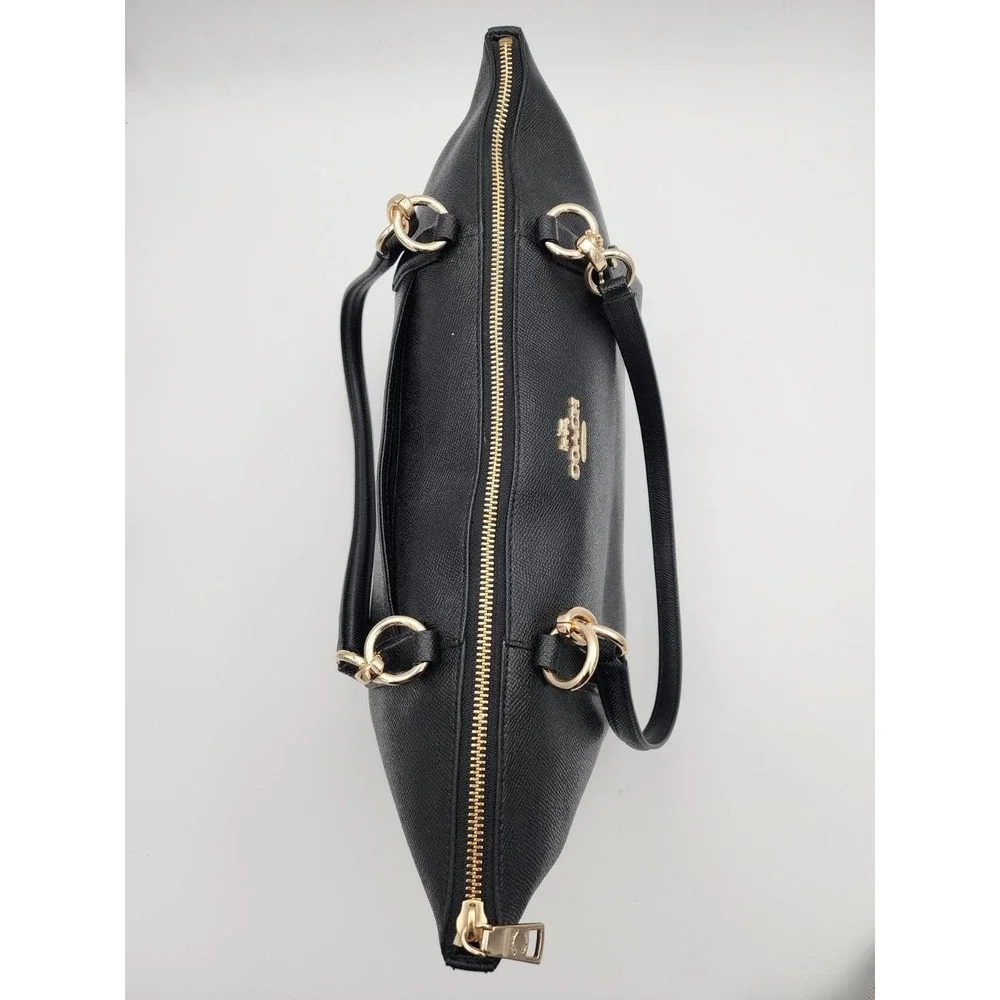 Coach Ava Tote Crossgrain Black Leather Shoulder Bag with Gold F57526 - Picture 5 of 15